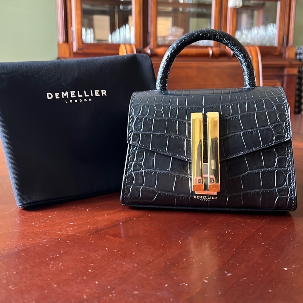 DeMellier London Nano Montreal Croc-Effect Leather Bag + Dust Bag